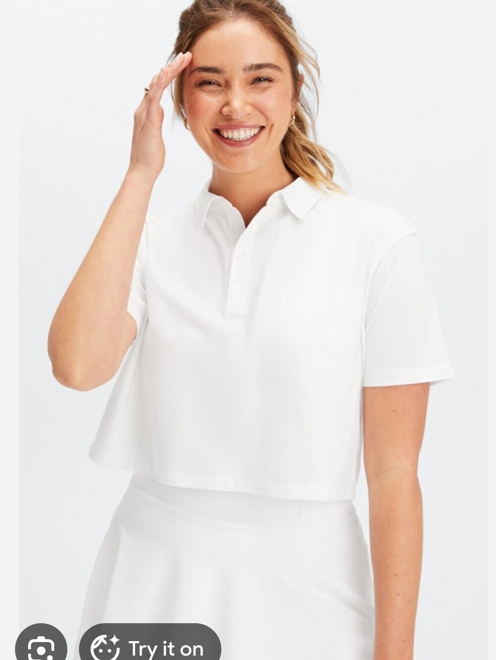 Zara Womens White Cotton Cropped Polo Shirt Size Small NWT